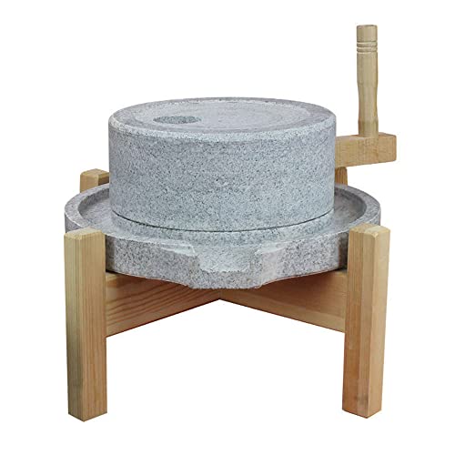 Natural Handmade bluestone mill/grinder,Handmade mill, handmade household old hand mill for grain, bean and barley(white) (7.87inx11.8in) - White