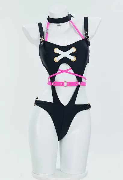 LOL Derivative Sexy One-Piece Swimsuit for Women Cutout Bandage Bathing Suit Swimwear