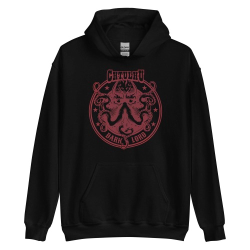 Dark Lord Cthulhu Deep Red Hoodie (Unisex) - Black / 3XL