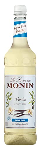 MONIN Premium Vanilla Sugar Free Syrup 1L for Coffee and Cocktails. Vegan-Friendly, Allergen-Free, 100 Percent Natural Flavours and Colourings. Sugar-Free Vanilla Coffee Syrup