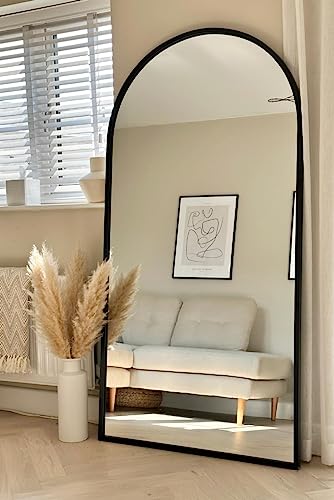 MirrorOutlet The Arcus - Black Framed Arched Leaner/Wall Mirror 71" X 35" (180CM X 90CM) - 180 x 90cm