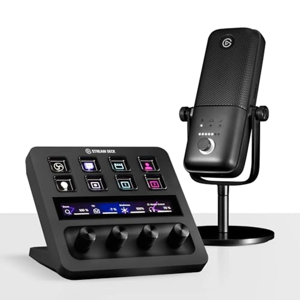 Elgato USB Audio Mix Bundle - Audio Mixer, Studio Controller, USB Condenser Microphone for Podcasting, Streaming, Gaming, Content Creators, customizable touch strip, dials and LCD keys, PC/Mac - Audio Mixing (USB Mic)