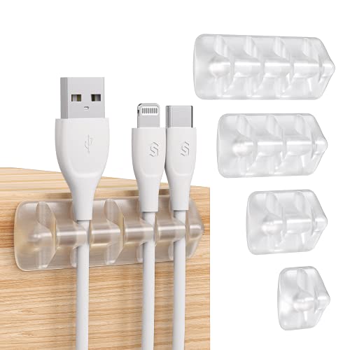 Syncwire Cable Clips Cable Holder [ 5 Pack] Cable Management Multi-Purpose Cable Guide Cable Organiser Set for Desk, Power Cable, USB Charging Cable, Audio Cable, Charging Cables etc. Transparent - Transparent