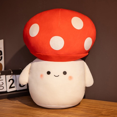 Adorable 3D Mushroom Plush Pillow - Red / 23cm