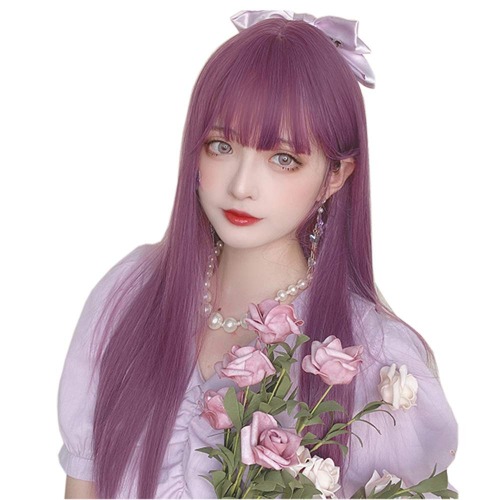Lolita Harajuku Style GAL Series Wig, Heat Resistant Wig, Cosplay, Daily Life, Long, Extra Long, Straight, Lolita, Forest Girl, Yume, Cute, Princess, Small Face, Women's, Party, Costume, Wig, 23.6 inches (60 cm), Purple - purple