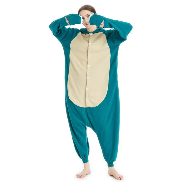 Adult Cartoon Costume Pajamas Animal Onesies Halloween Cosplay Jumpsuit Green - X-Large