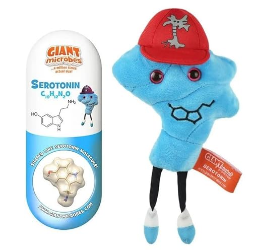 GIANTmicrobes Serotonin Plush – Learn About Brain Science and Mental Health with This Fun Gift for Friends, Scientists, Doctors, Therapists, Students, Teachers and Anyone who Wants to Feel Good