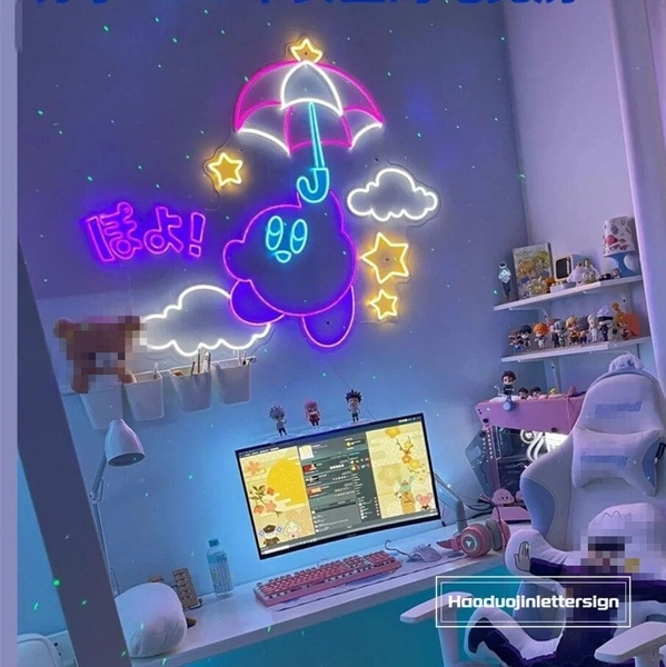 Custom Anime LED Neon Sign Game Room Japanese Cute Night Light Up Sign Wall Decor Gift For Gamer Home Girl Bedroom Gaming Room Decor Art