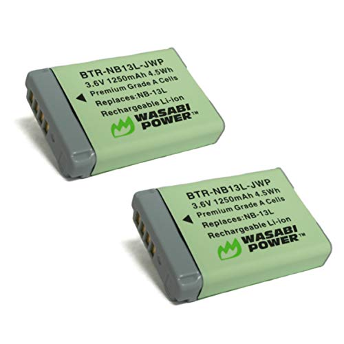 Wasabi Power NB-13L Battery (2-Pack) for Canon PowerShot G1 X Mark III, G5 X, G7 X, G7 X Mark II, G9 X, G9 X Mark II, SX620 HS, SX720 HS, SX730 HS, SX740 HS
