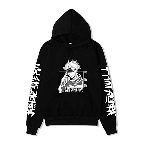 famesale Jujutsu Kaisen Kaisen Gojo Satoru Hoodies Anime Jujutsu Kaisen Gojo Satoru Harajuku Hoody Pullover für Männer Frauen Teenager - Schwarz - S