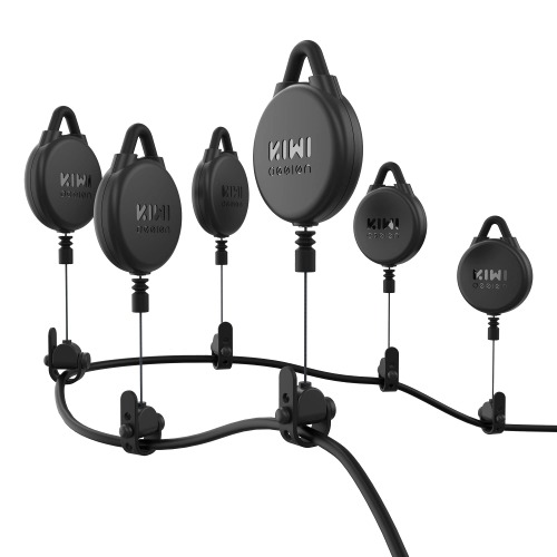 [Pro Version] KIWI design VR Cable Management, 6 Packs Retractable Ceiling Pulley System for HTC Vive/Vive Pro/ Rift/Rift S/Link Cable for Quest/Quest 2/Valve Index VR Accessories (Black) - V2-Black