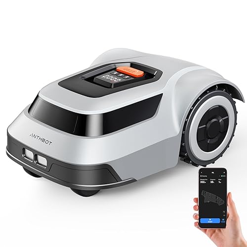 ANTHBOT Robot Lawn Mower with Stable Boundary Wire for 1/4 Acre - 300% Higher Efficiency of Grid-Shaped Mowing Path, Automatic Robotic Lawn Cutter Mowers with Auto Mapping & Recharge, IPX6 Waterproof
