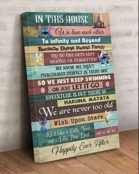 In this house disney wall art, In this house we do disney, disney wall art, In this house we love each other to infinity and beyond canvas