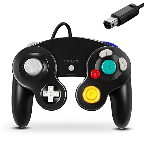 FIOTOK Gamecube Controller, Classic Wired Controller for Wii Nintendo Gamecube (Black) - Black