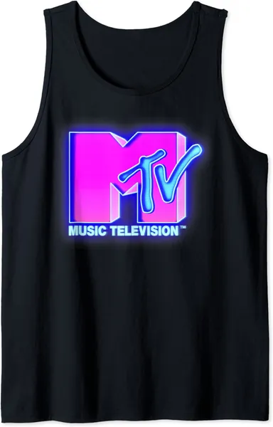 MTV Bright Neon Glow Logo Retro Tank Top