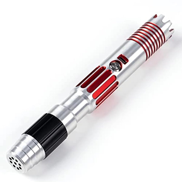 CUSTOM SABER Xenopixel Light Saber, Motion Control Smooth Swing Light Saber, 34 Set Sound Fonts, Rechargeable, Infinite Color Changing, Rechargeable Light Saber Red Hilt for Adults Gift - XenoPixel