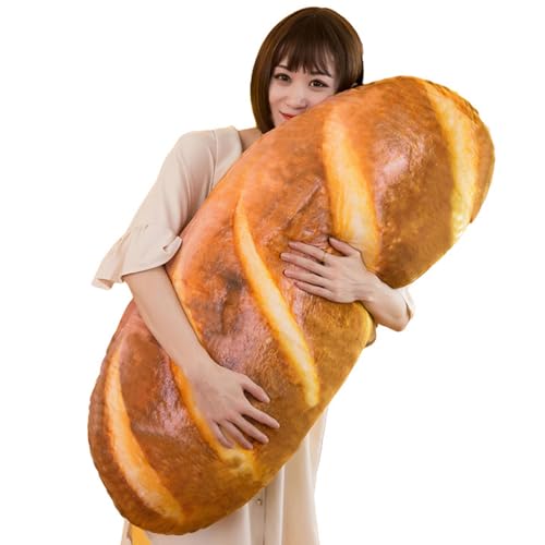 Levenkeness 3D Simulation Bread Shape Plush Pillow,Soft Butter Toast Bread Food Cushion Stuffed Toy for Home Decor 31.4" - 31.4"