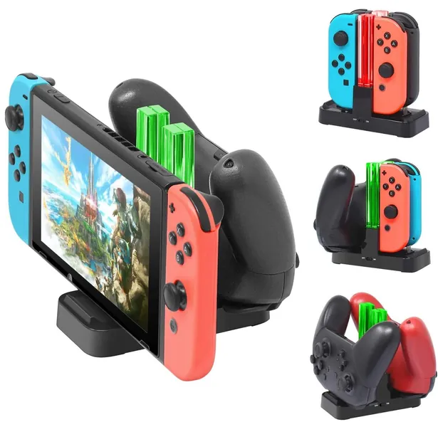GAMFAMI Charger for Nintendo Switch Pro Controllers and Joy-Cons with 2 Type-C USB Ports