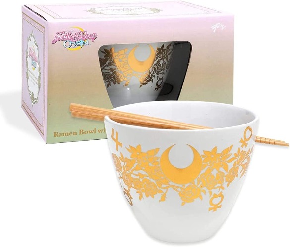 Sailor Moon Crystal Foil Printed Ramen Bowl with Chopsticks | 16 Oz Sailor Moon Bowl | Sailor Moon Bowl | Kitchen Deco | Coup Bowl | Anime | Official Licensed By Just funky - Golden
