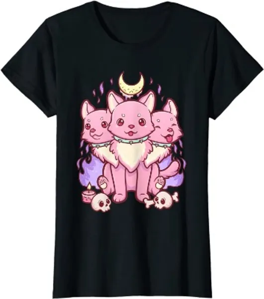 Kawaii Pastel Goth Cute Creepy 3 Headed Dog T-Shirt