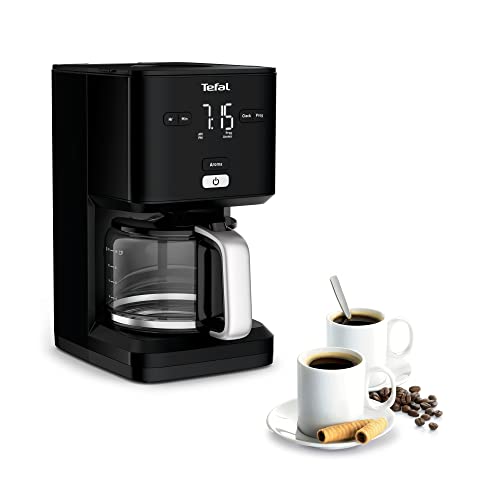 Tefal Smart N Light CM6008 Cafetera Filtro Capacidad de 1.25 l, Cabezal de Extracción Extragrande, Programable 24 h, Función Aroma, Apagado Automático en 30 minutos, Antigoteo, Color Negro - Cafetera filtro - Único