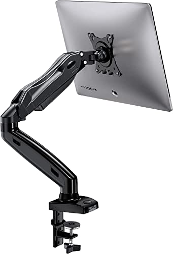HUANUO Single Monitor Mount, 13 to 30 Inch Gas Spring Monitor Arm, Adjustable Stand, Vesa Mount with Clamp and Grommet Base - Fits 4.4 to 14.3lbs LCD Computer Monitors