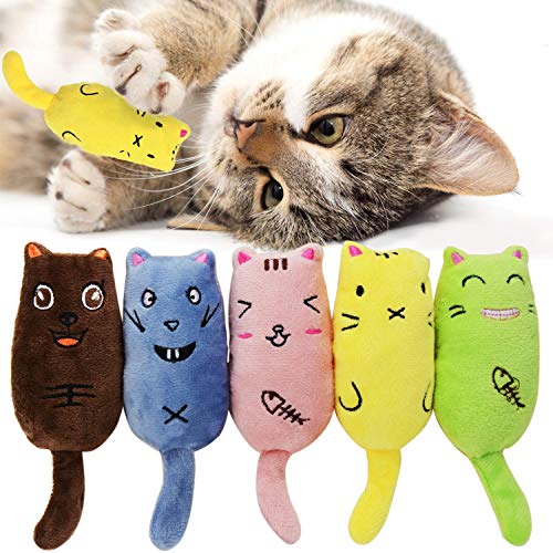 Legendog 5Pcs Catnip Toy, Cat Chew Toy Bite Resistant Catnip Toys for Cats,Catnip Filled Cartoon Mice Cat Teething Chew Toy (Multicolor1) - Multicolor1