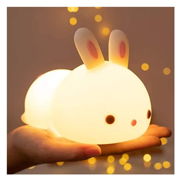 
                            Cute Bunny Kids Night Light,Bunny Lamp Girl Birthday Gifts Women Teenage Girls Squishy Bunny Night Lamp Night Lights for Kids Bedroom Room,Toddler Baby Portable Silicone Battery Led Nightlight Nursery
                        