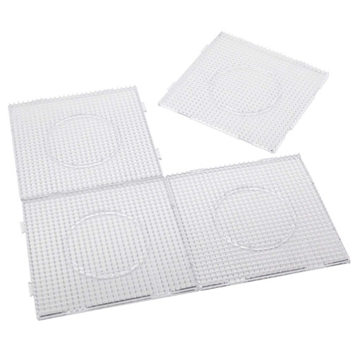 H&W 4PCS 5mm Fuse Beads Boards, Large Clear Pegboards Kits, with Gift 4 Lroning Paper (WA3-Z1) - 4 PCS