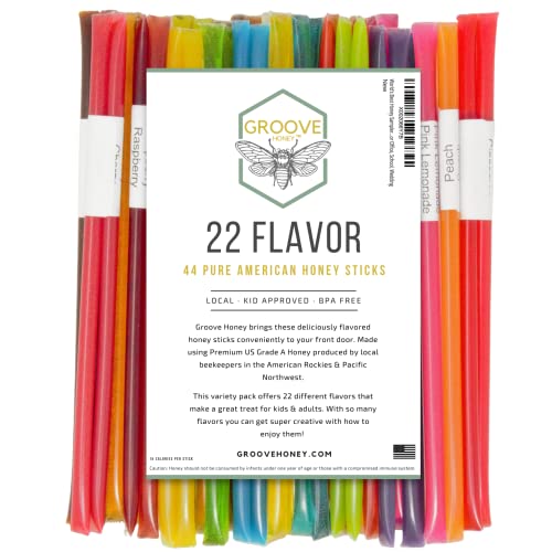 Flavored Honey Sticks for Tea, Travel & Snacks that Kids Love - These Variety Honey Packets are Farm Fresh from US Beekeepers - Each Honey Straw is full of Flavor that You'll Love - A Great Gift Idea