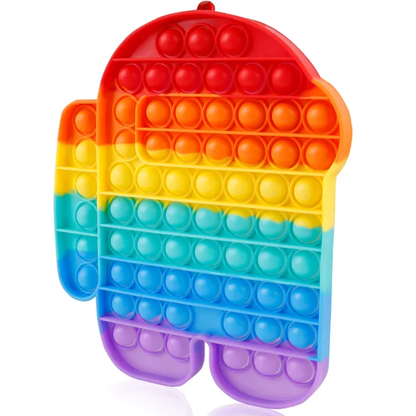 Giant Popitz Fidget Toy for Kids Teens, Jumbo Huge Large Mega Big Push Pop Poppop Pop-it Popper Po it Figetget Sensory Austim Anxiety ADHD Stress Relief Game Prizes Pinata Stuffer Among Us Rainbow