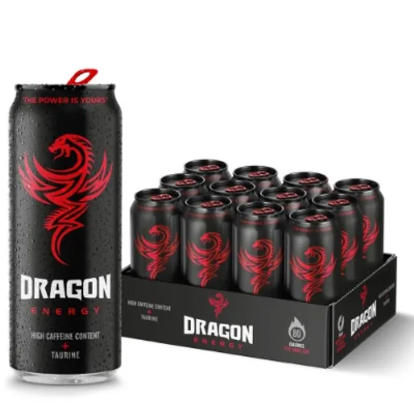 Dragon Energy Red 12 x 500 ml | Contains BVITS* Caffeine and Taurine | Maximise Performance | 100% Recyclable Cans | Proudly British | Refreshing Boost | Great Taste