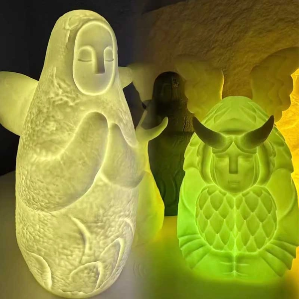 LED Hylia Goddess Statue Lamp Zelda TOTK BOTW Horned Statue Night Lights - A