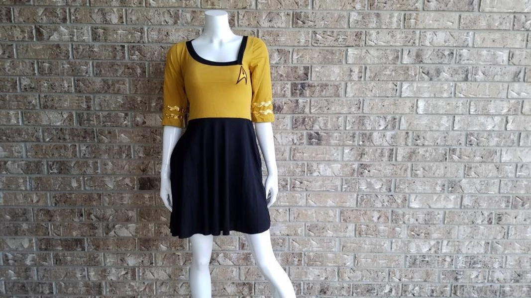 Star Trek Command Gold Cosplay Dress with Pockets