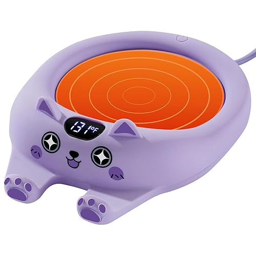 PUSEE Coffee Mug Warmer Auto Shut Off, 3 Temp Coffee Warmer for Desk, Candle Warmer Plate Safely Melt The Candle Releases Scents,Enjoy Your Warm Coffee Tea,Coffee Gifts for Women Men - Grape