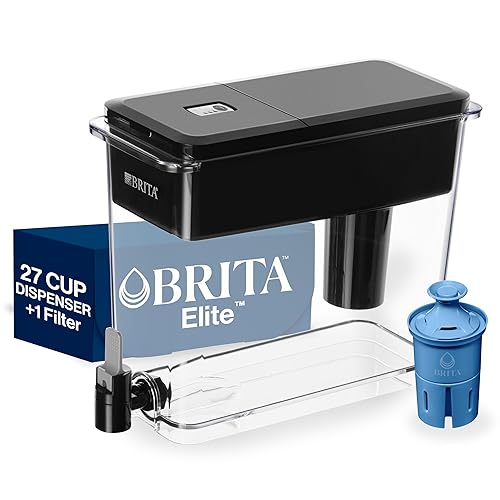 Brita UltraMax Large Water Dispenser with Elite Filter, BPA-Free, Replaces 1,800 Plastic Water Bottles a Year, Lasts Six Months or 120 Gallons, Includes 1 Filter, Kitchen Accessories, Large - 27-Cup - Black - 27 Cup - Elite Filter - Water Dispenser