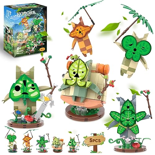 Koroks Building Set, 5 Characters Building Block Sets for BOTW Fans, Cute Game Merch Action Figures, Great Toys Gifts for Fans Kids Adults