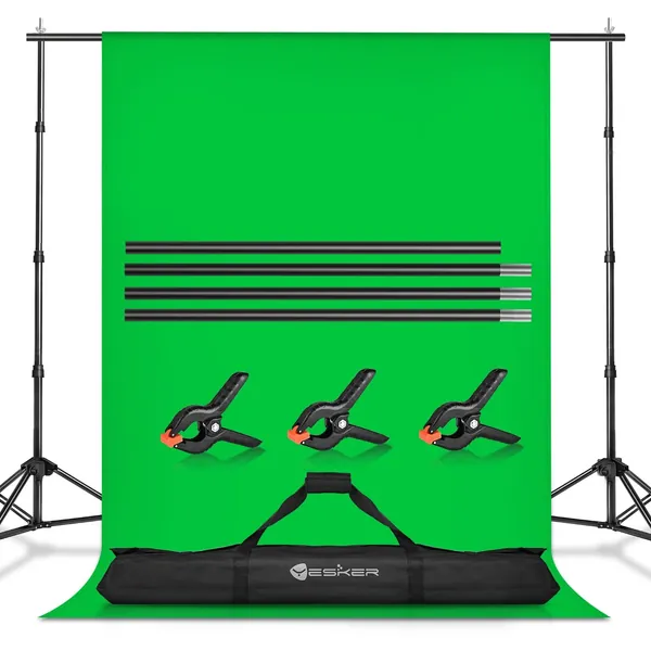 Yesker Photo Video Studio 8.5 x 10ft Green Screen Backdrop Stand Kit, Photography Background Support System with 6 x9ft Muslin Chromakey Backdrop for Portrait,Product Photography and Video Shooting - Green