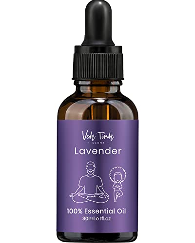Veda Tinda Lavender Oil Essential Oil, 100% Pure Nature Organic Lavender Essential Oil for Diffuser, Relaxation, Massage, Clear Head with Diffuser, 1 fl oz 30ml - Lavender - 1 Fl Oz (Pack of 1)
