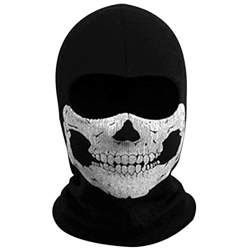 Creepy Skull Balaclava Tactical Hood Mask Ghost Skeleton Anti-UV Bandana Scarf Motorcycle Cycling Black