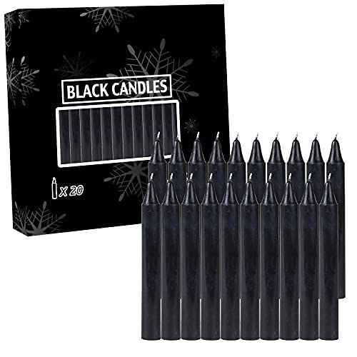 20 pcs Black Candles-Magic Ritual Small Mini Spell Chime Candles-for Pagan and Witchcraft Altars-4 inch X 1/2 inch Diameter - 1.5 Hour Burn Time