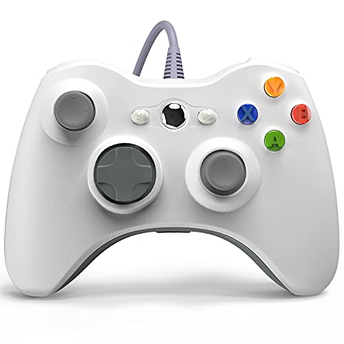 YAEYE PC Wired Controller, Game Controller for Xbox 360 with Dual-Vibration Turbo Compatible with Xbox 360/360 Slim and PC Windows 7,8,10,11(White)… - White