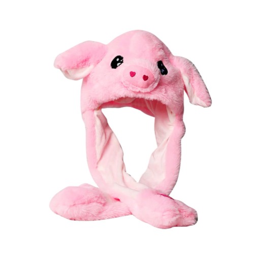 Rolig plysch kaninhatt flickor djur öron rörliga hoppande mössor unisex rolig cosplay födelsedag jul påskgåvor nyhet kvinnor flicka pojke - Rosa gris