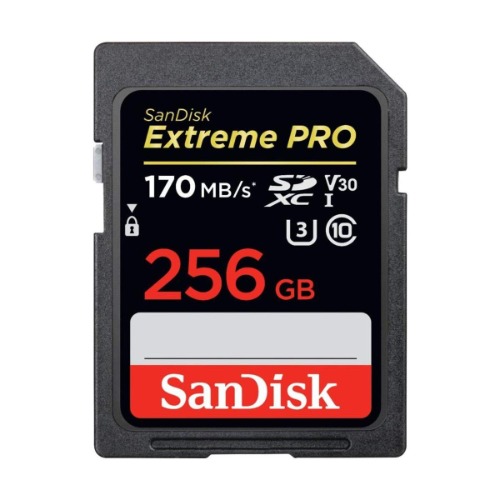SanDisk Extreme PRO 256GB SDXC Memory Card up to 170MB/s, UHS-1, Class 10, U3, V30, Black - 256GB