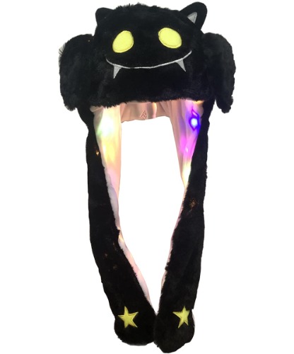 YEKEYI LED kaninhatt öron rörlig hoppande hatt rolig kanin plysch hatt keps cosplay jul fest högtid hatt - Svart skelett LED