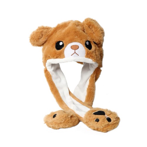 Rolig plysch kaninhatt flickor djur öron rörliga hoppande mössor unisex rolig cosplay födelsedag jul påskgåvor nyhet kvinnor flicka pojke - Brun björn