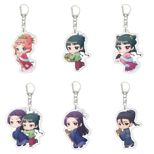 Sonsoke The Apothecary Diaries Acryl-Schlüsselanhänger, stehend, 6-teiliges Set, Schlüsselanhänger, Cosplay, Dekoration (2), mehrfarbig, L