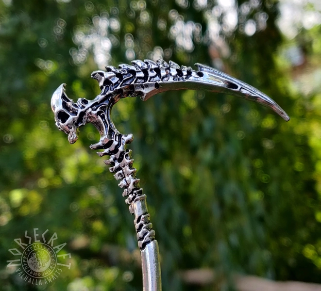 Deaths Scythe Hair Stick Hair Pin Occult Magic Pagan Witch Wiccan Gothic Halloween Gift