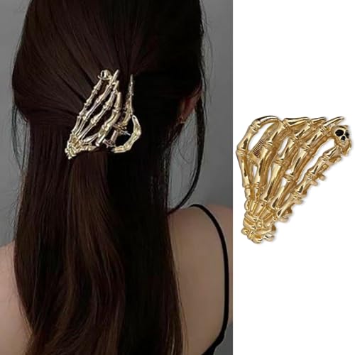 gold skellie hand hair claw