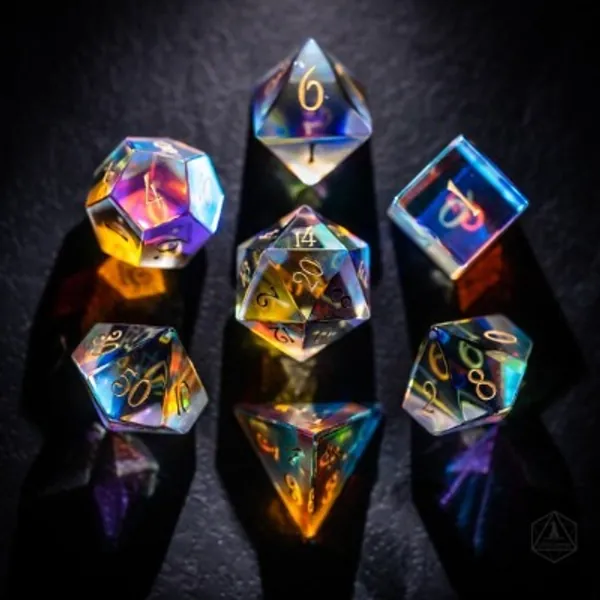 Full Set Dichroic Glass Polyhedral Dice Set Gemstone Dnd Dice | Etsy